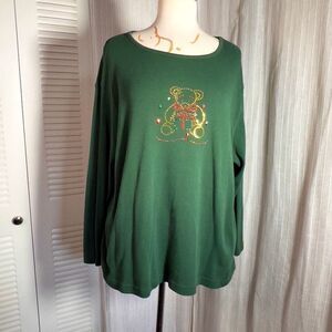 Bobbie Brooks | Woman’s | Shirt | Size 18 | Hunter Green Holiday Christmas Teddy